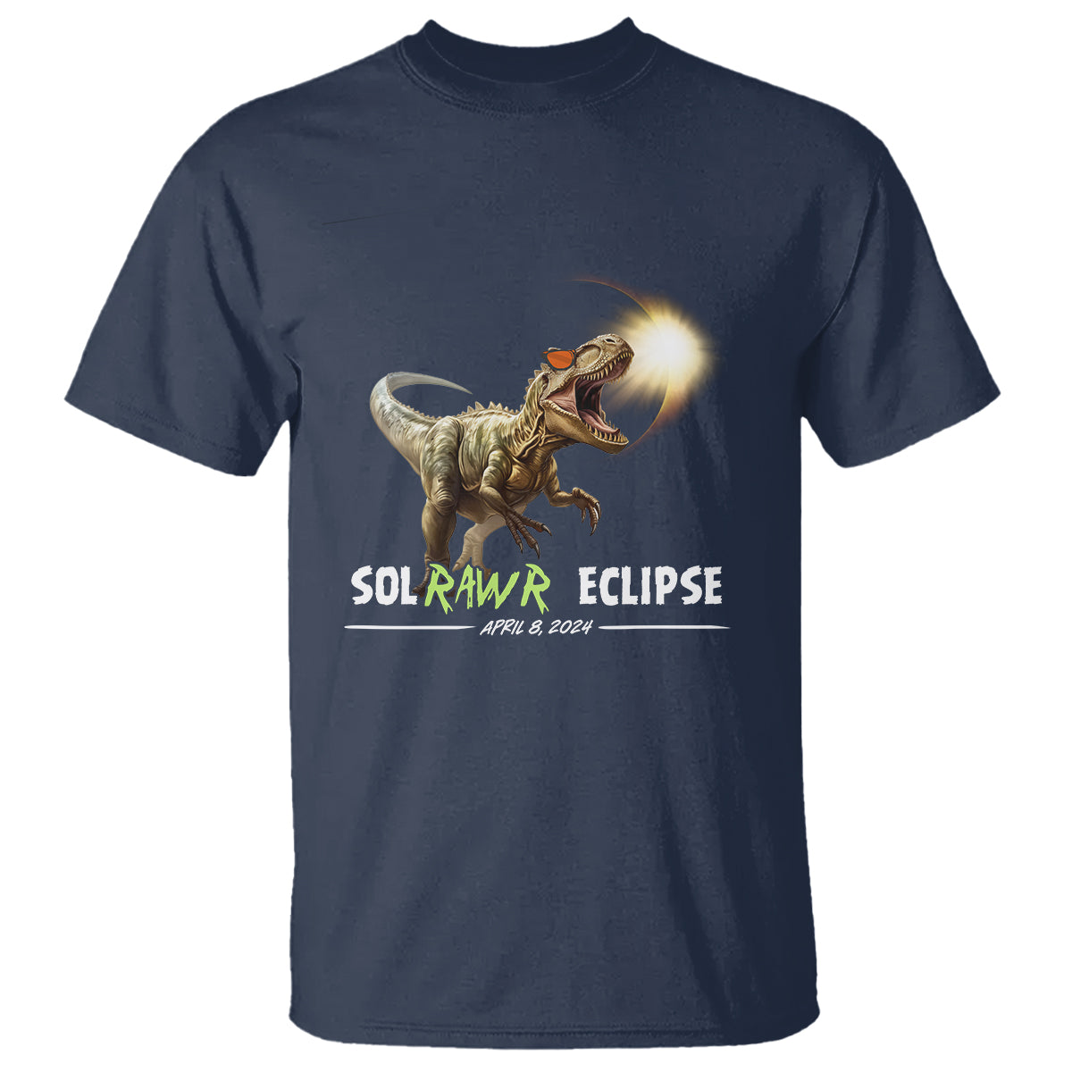 Total Solar Eclipse Dinosaur T Shirt Solrawr Eclipse April 8 2024 - Wonder Print Shop