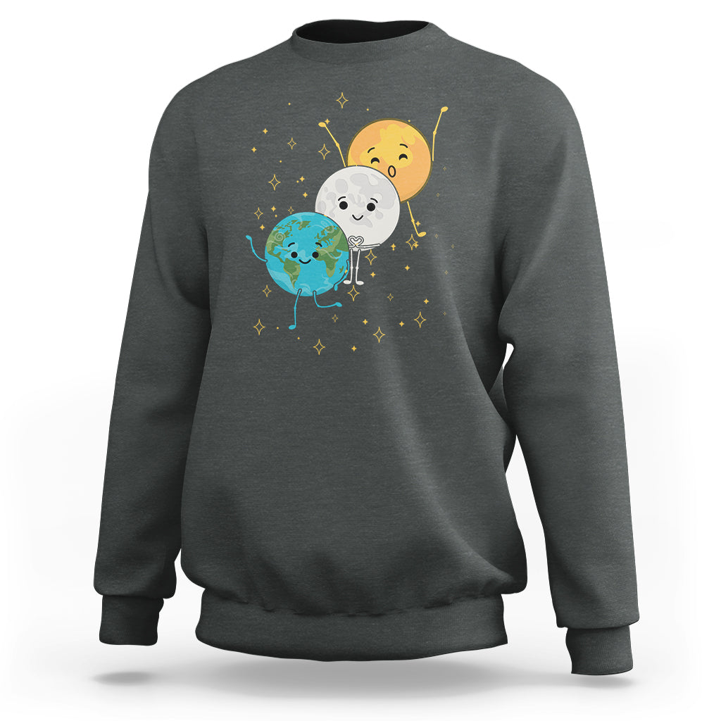 Funny Total Solar Eclipse Sweatshirt Cute Earth Moon Sun American Totality April 8 2024 - Wonder Print Shop