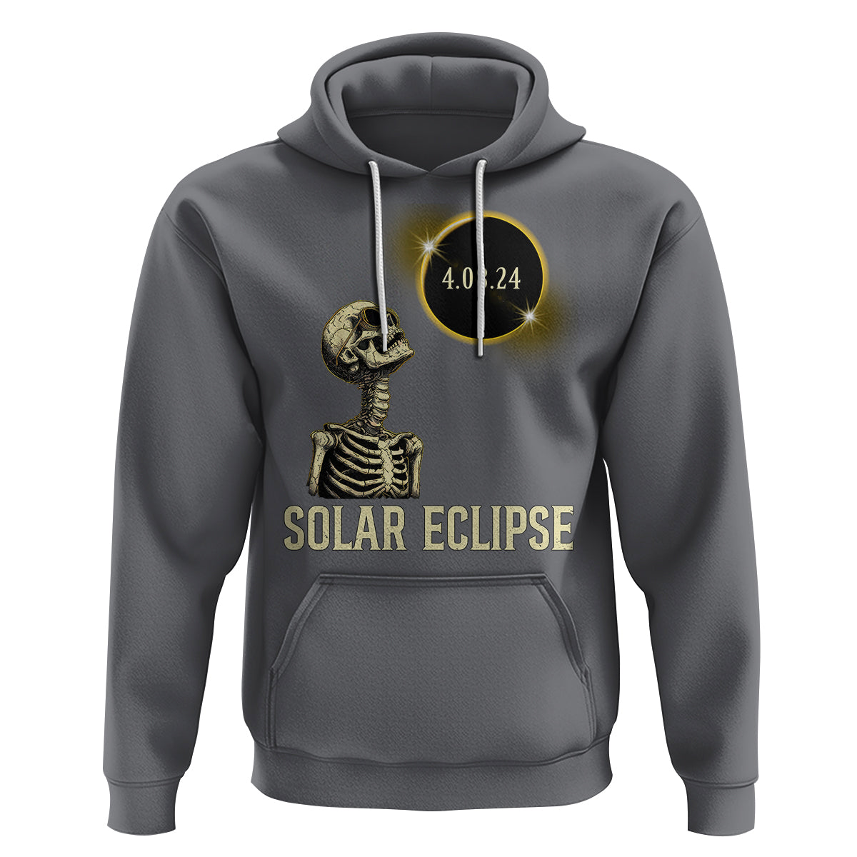 Total Solar Eclipse Skeleton Hoodie Funny Watching American Totality April 8 2024 Matching - Wonder Print Shop