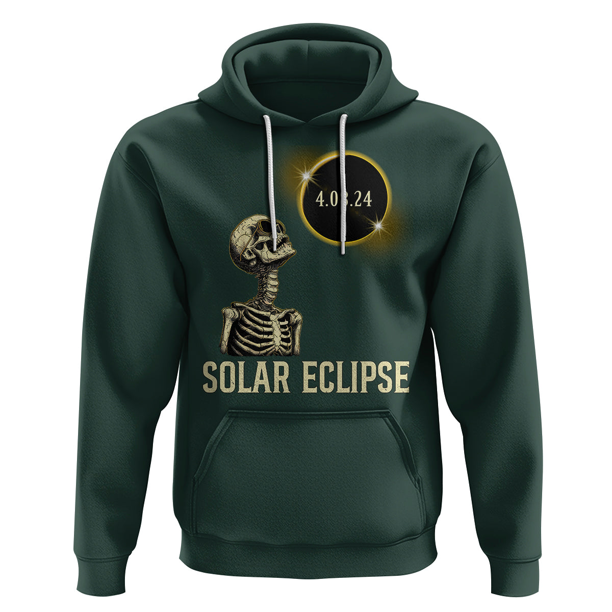 Total Solar Eclipse Skeleton Hoodie Funny Watching American Totality April 8 2024 Matching - Wonder Print Shop