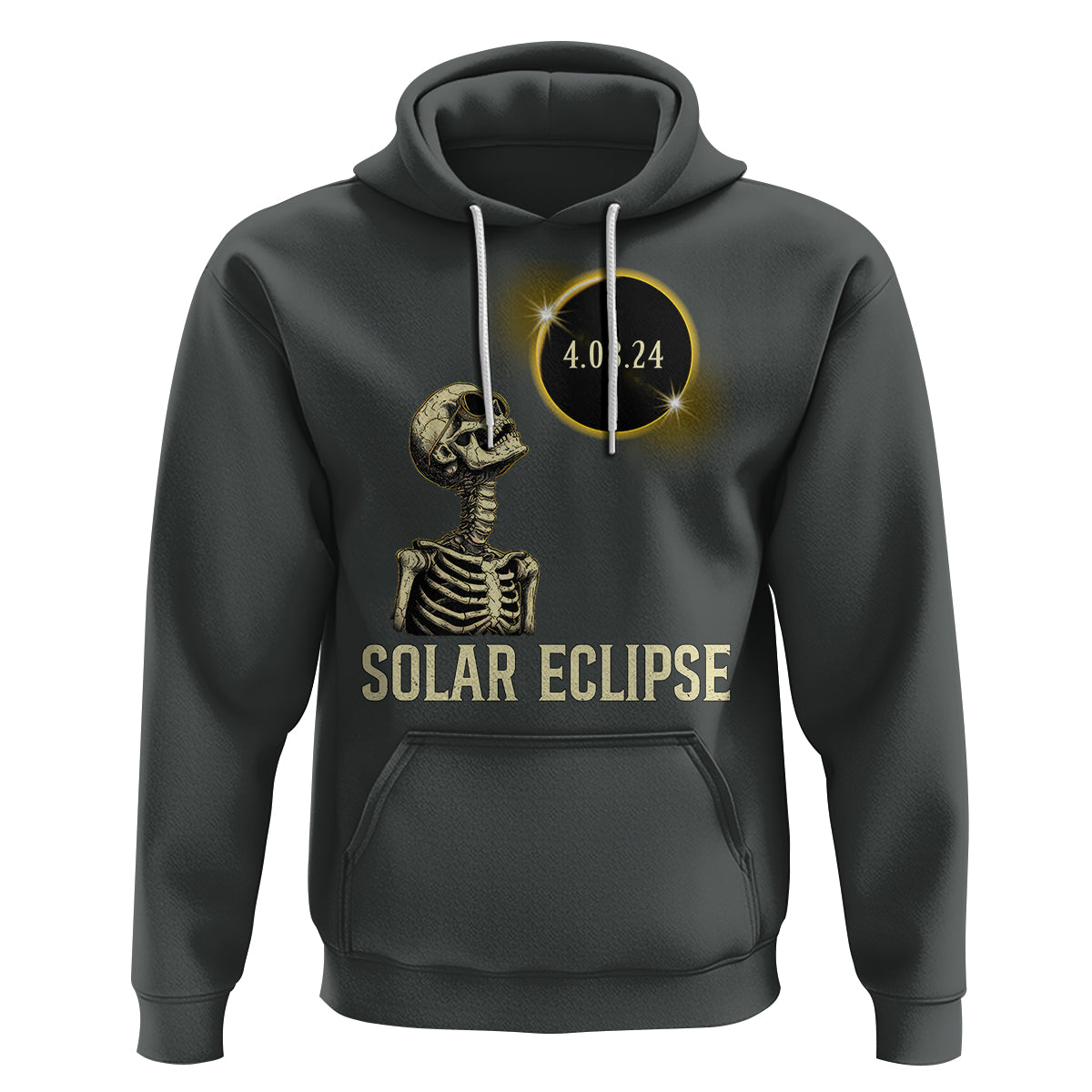 Total Solar Eclipse Skeleton Hoodie Funny Watching American Totality April 8 2024 Matching - Wonder Print Shop