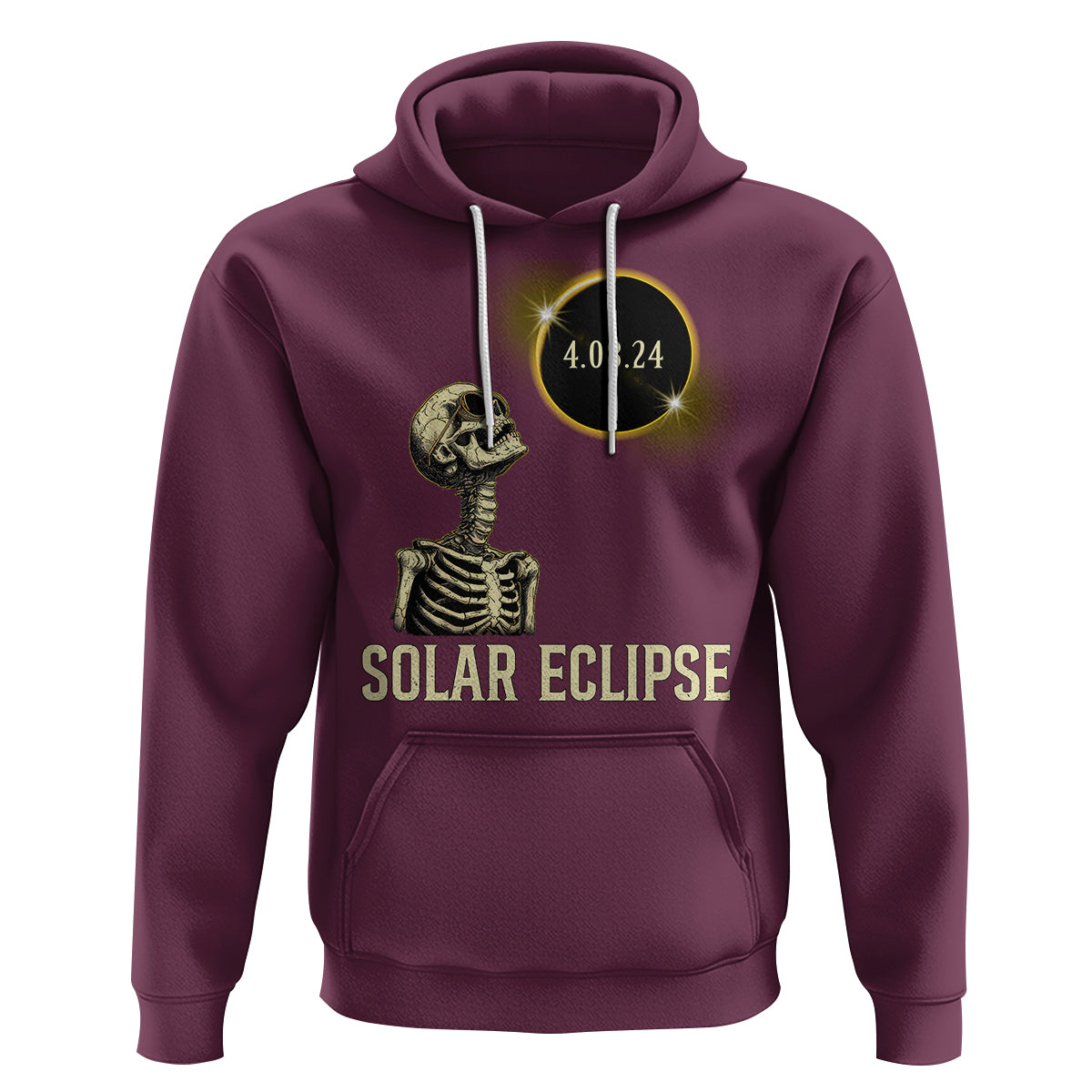 Total Solar Eclipse Skeleton Hoodie Funny Watching American Totality April 8 2024 Matching - Wonder Print Shop