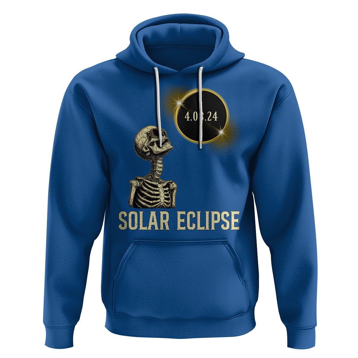 Total Solar Eclipse Skeleton Hoodie Funny Watching American Totality April 8 2024 Matching - Wonder Print Shop