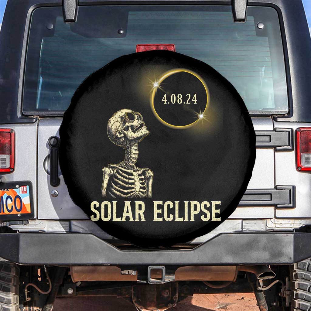 Total Solar Eclipse Skeleton Spare Tire Cover Funny Watching American Totality April 8 2024 Matching