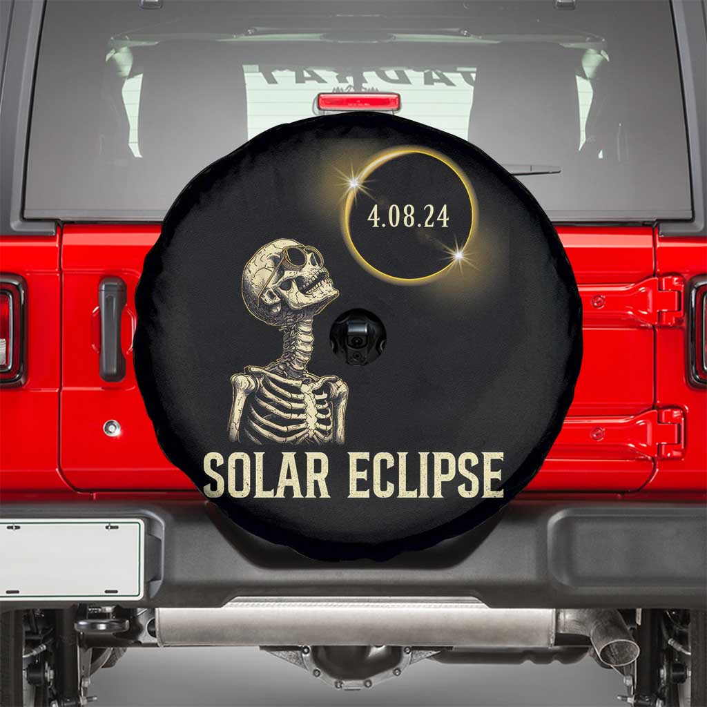 Total Solar Eclipse Skeleton Spare Tire Cover Funny Watching American Totality April 8 2024 Matching