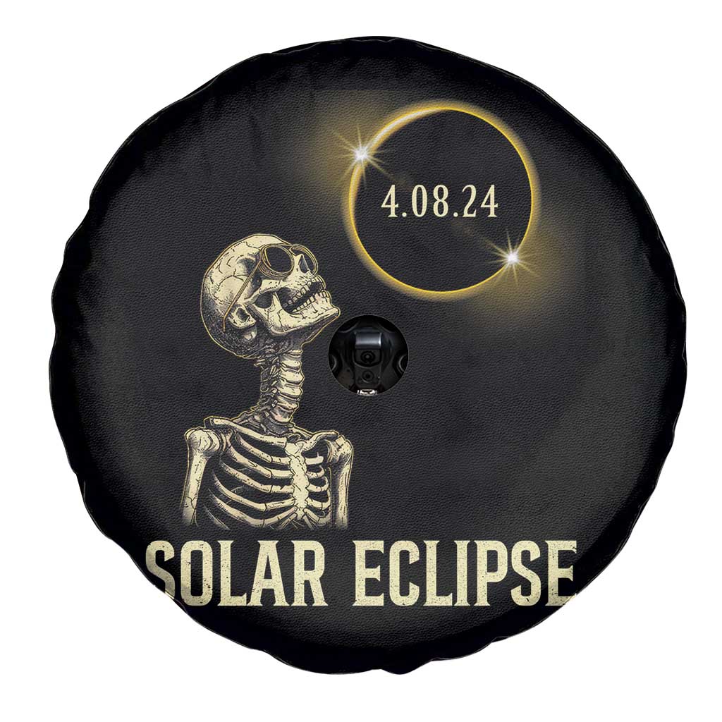 Total Solar Eclipse Skeleton Spare Tire Cover Funny Watching American Totality April 8 2024 Matching