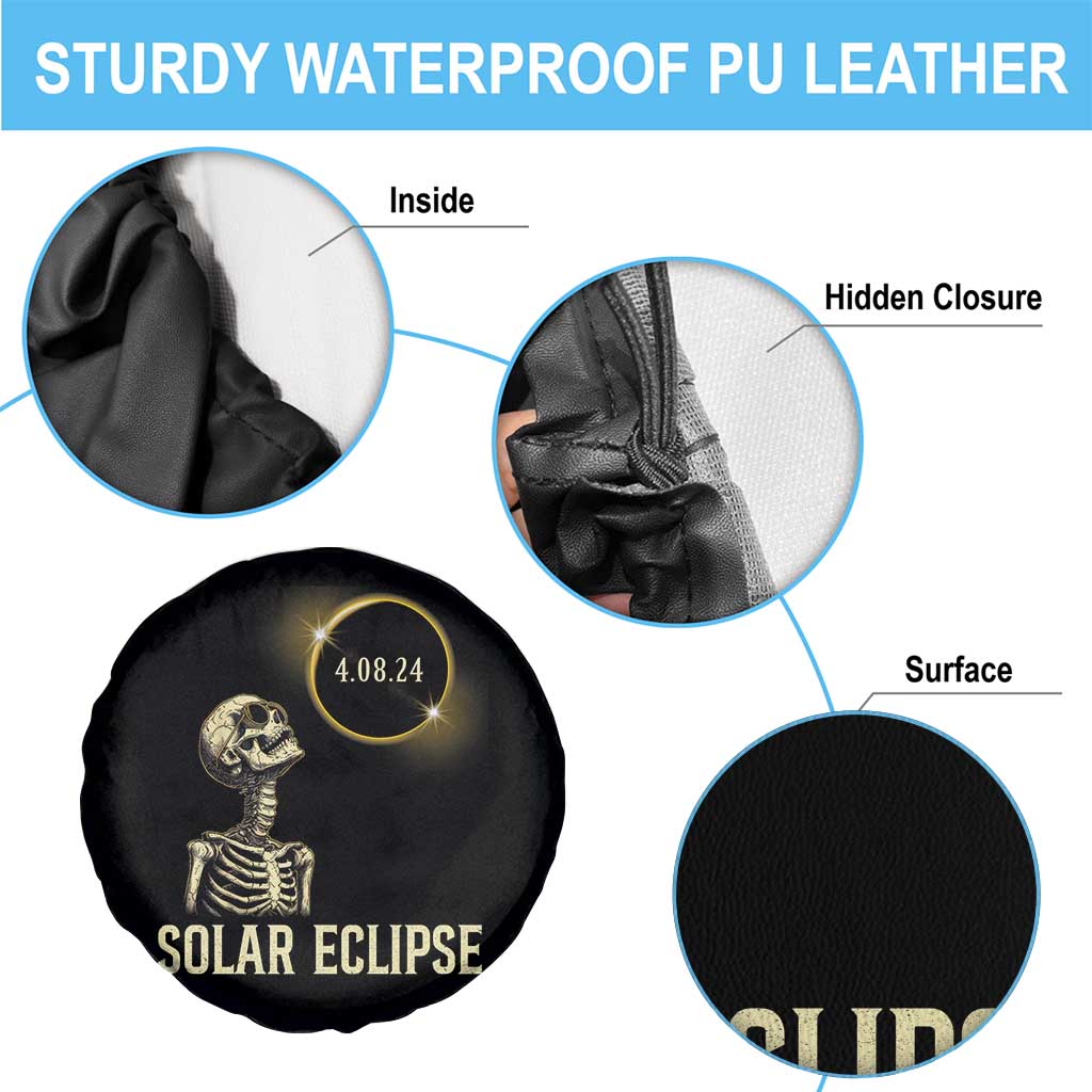 Total Solar Eclipse Skeleton Spare Tire Cover Funny Watching American Totality April 8 2024 Matching