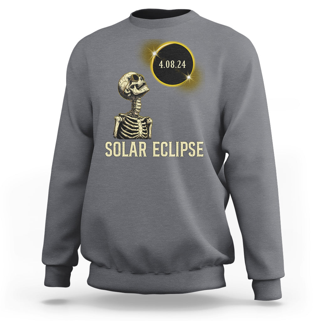 Total Solar Eclipse Skeleton Sweatshirt Funny Watching American Totality April 8 2024 Matching - Wonder Print Shop
