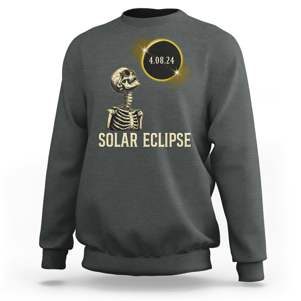 Total Solar Eclipse Skeleton Sweatshirt Funny Watching American Totality April 8 2024 Matching - Wonder Print Shop
