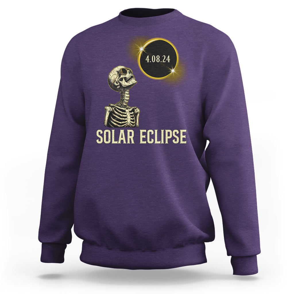 Total Solar Eclipse Skeleton Sweatshirt Funny Watching American Totality April 8 2024 Matching - Wonder Print Shop