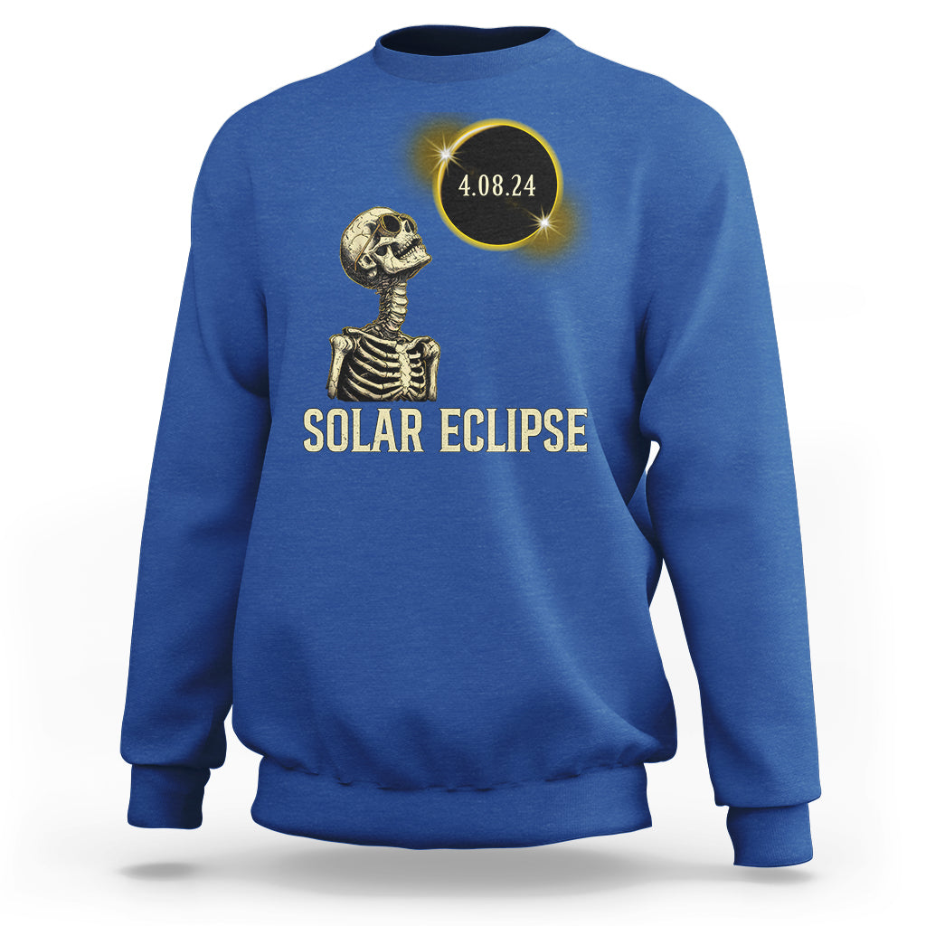 Total Solar Eclipse Skeleton Sweatshirt Funny Watching American Totality April 8 2024 Matching - Wonder Print Shop