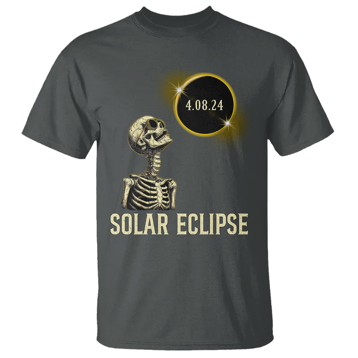 Total Solar Eclipse Skeleton T Shirt Funny Watching American Totality April 8 2024 Matching - Wonder Print Shop