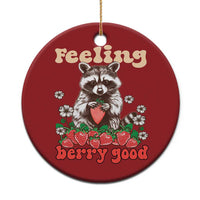 Funny Raccoon Christmas Ornament Feeling Berry Good Eating Strawberries - Wonder Print Shop