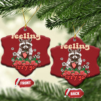 Funny Raccoon Christmas Ornament Feeling Berry Good Eating Strawberries - Wonder Print Shop