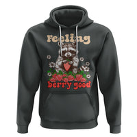 Funny Raccoon Hoodie Feeling Berry Good Eating Strawberries - Wonder Print Shop