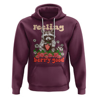 Funny Raccoon Hoodie Feeling Berry Good Eating Strawberries - Wonder Print Shop