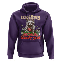 Funny Raccoon Hoodie Feeling Berry Good Eating Strawberries - Wonder Print Shop