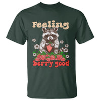 Funny Raccoon T Shirt Feeling Berry Good Eating Strawberries - Wonder Print Shop