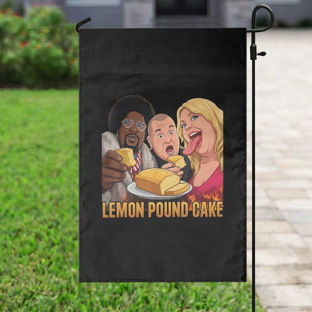 Funny Lemon Pound Cake Meme Garden Flag Retro Edgy Music Humor Gift for Party Lovers