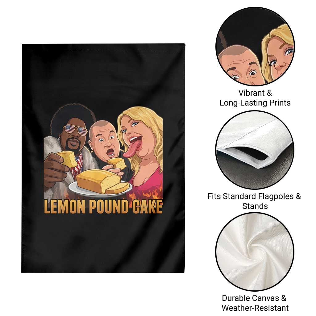 Funny Lemon Pound Cake Meme Garden Flag Retro Edgy Music Humor Gift for Party Lovers