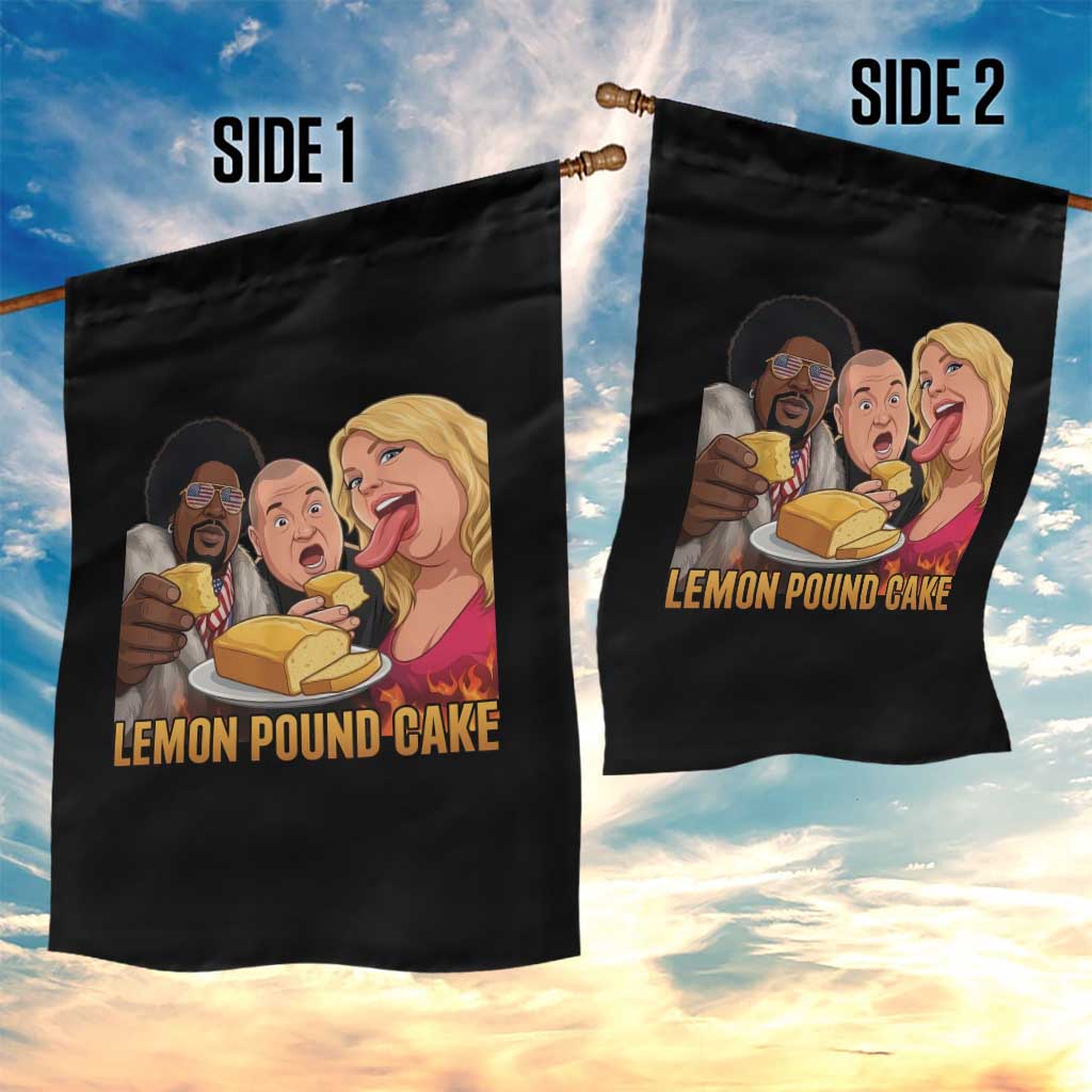 Funny Lemon Pound Cake Meme Garden Flag Retro Edgy Music Humor Gift for Party Lovers