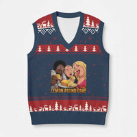 Funny Lemon Pound Cake Meme V-Neck Knit Sweater Vest Retro Edgy Music Humor Gift for Party Lovers