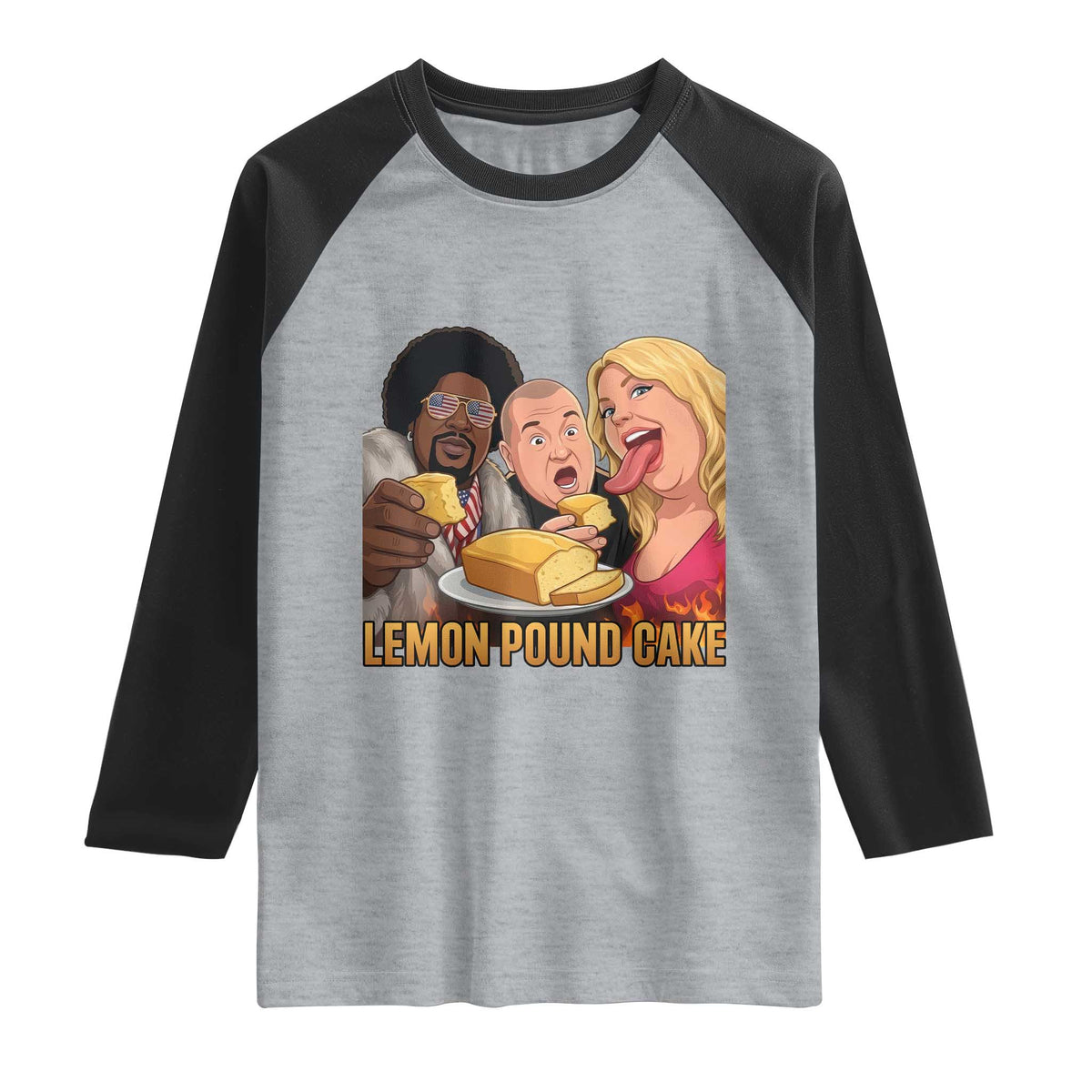 Funny Lemon Pound Cake Meme Raglan Shirt Retro Edgy Music Humor Gift for Party Lovers