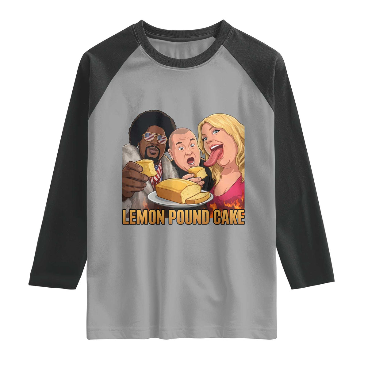Funny Lemon Pound Cake Meme Raglan Shirt Retro Edgy Music Humor Gift for Party Lovers
