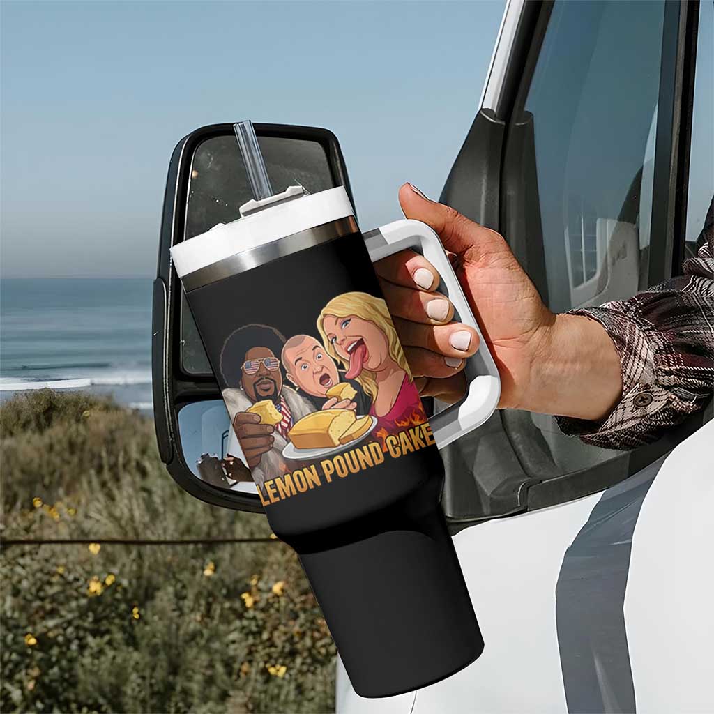 Funny Lemon Pound Cake Meme Tumbler With Handle Retro Edgy Music Humor Gift for Party Lovers