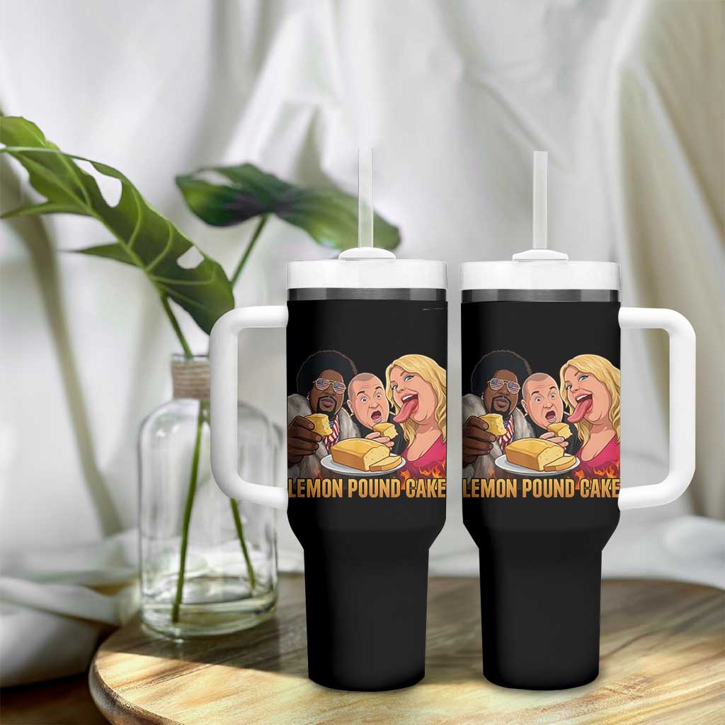 Funny Lemon Pound Cake Meme Tumbler With Handle Retro Edgy Music Humor Gift for Party Lovers