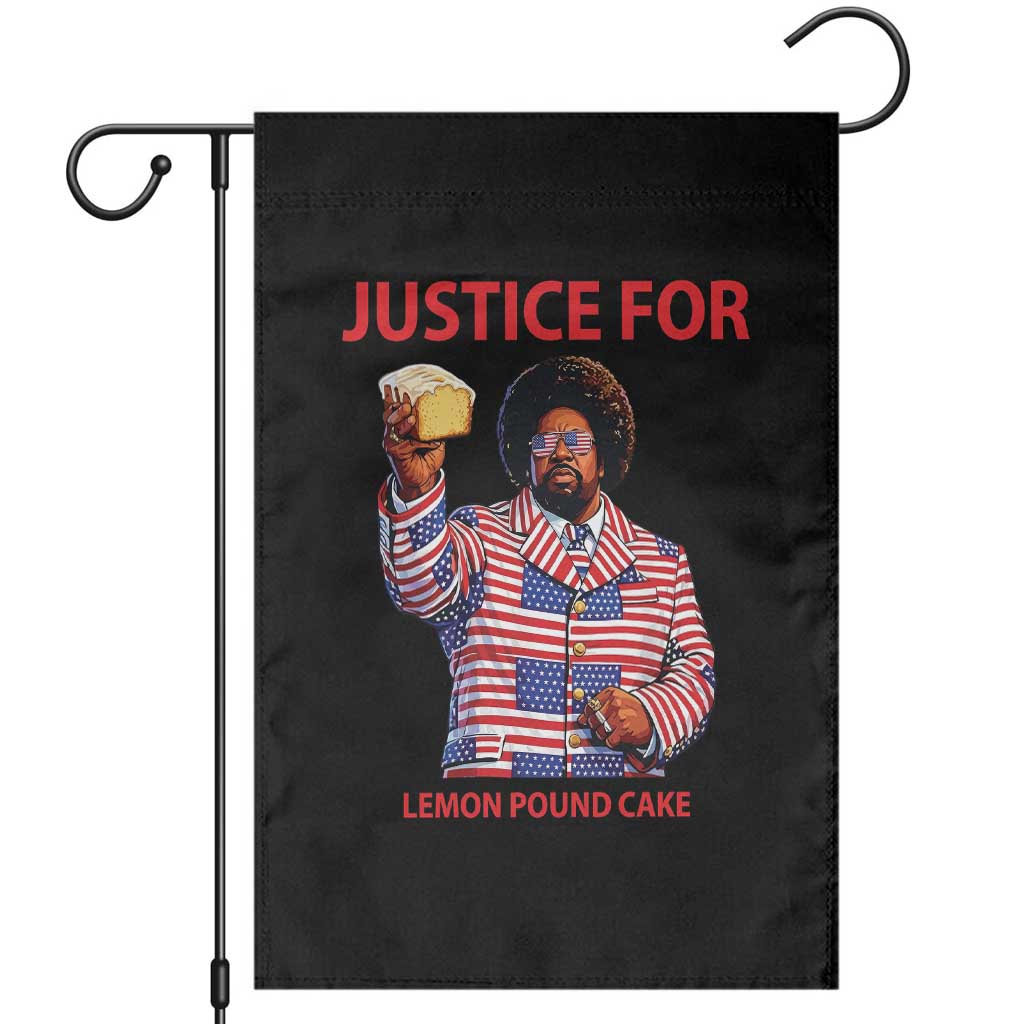 Justice for Lemon Pound Cake Garden Flag Funny Viral Edgy Meme Courtroom Parody Rap Fans