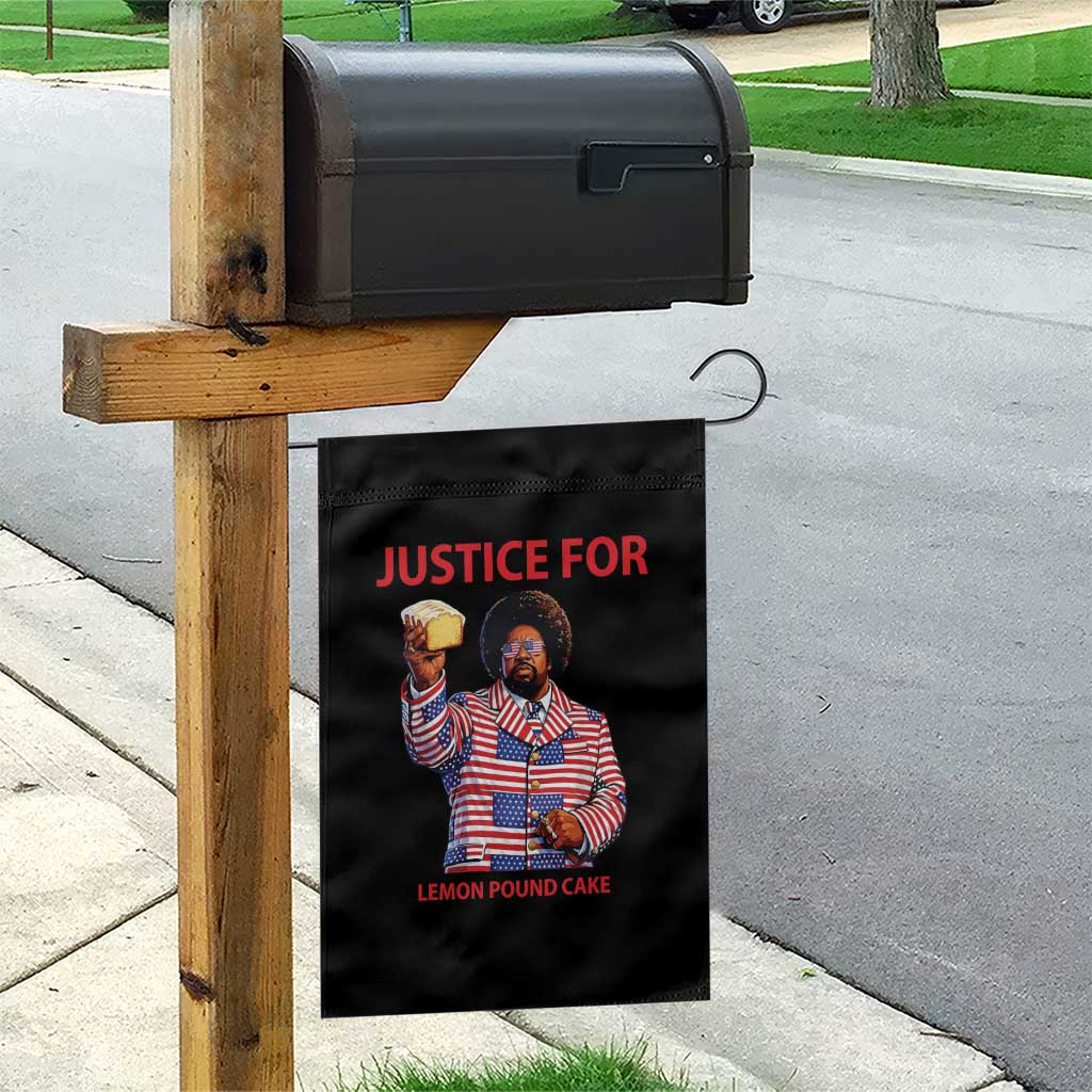 Justice for Lemon Pound Cake Garden Flag Funny Viral Edgy Meme Courtroom Parody Rap Fans