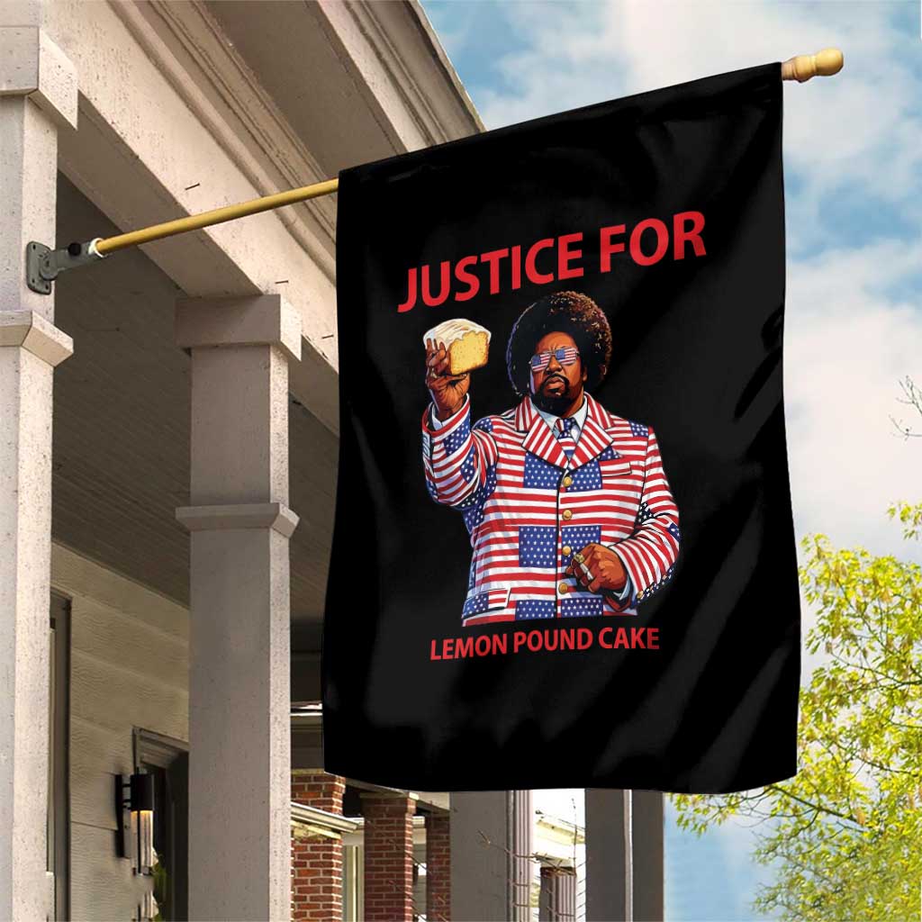 Justice for Lemon Pound Cake Garden Flag Funny Viral Edgy Meme Courtroom Parody Rap Fans