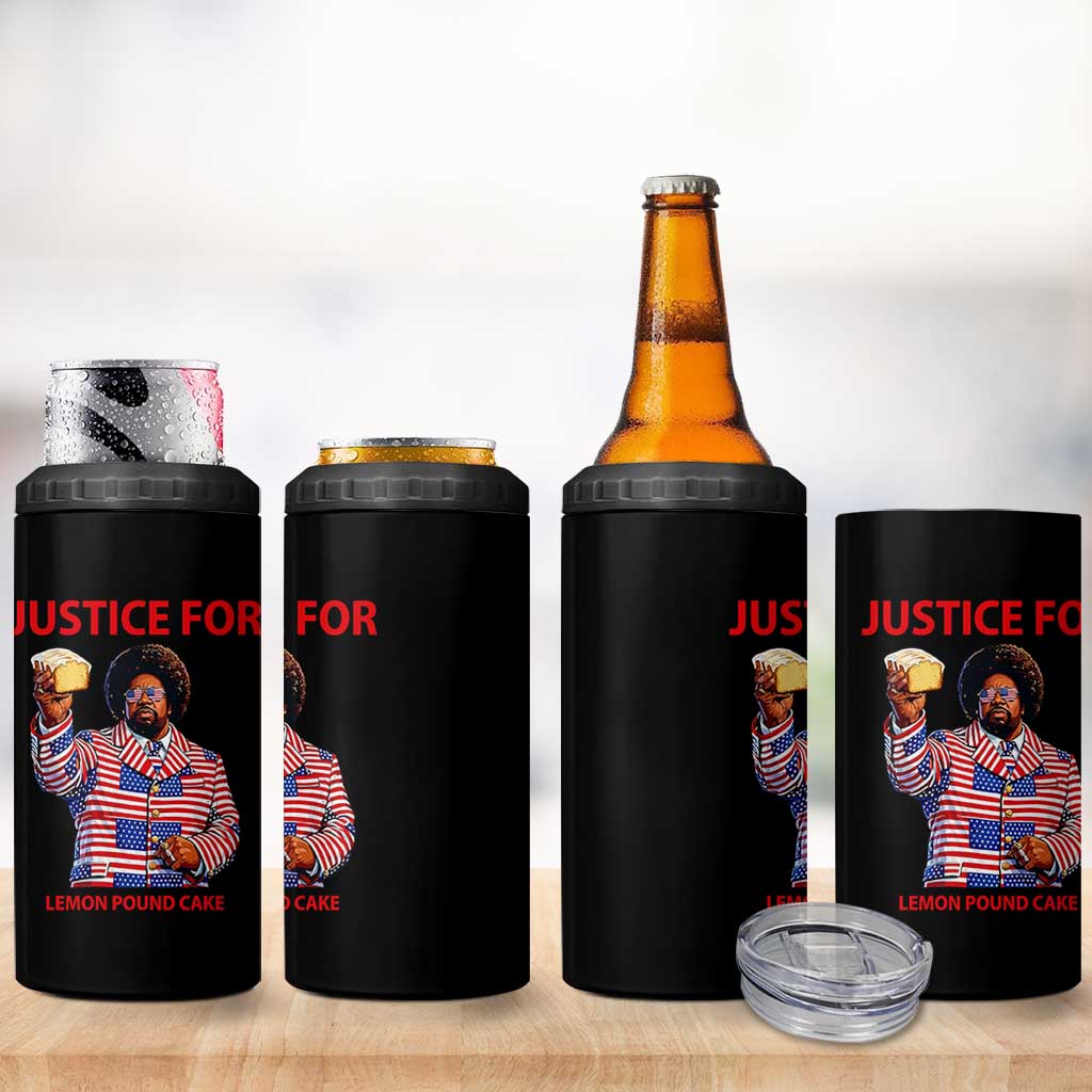Justice for Lemon Pound Cake 4 in 1 Can Cooler Tumbler Funny Viral Edgy Meme Courtroom Parody Rap Fans