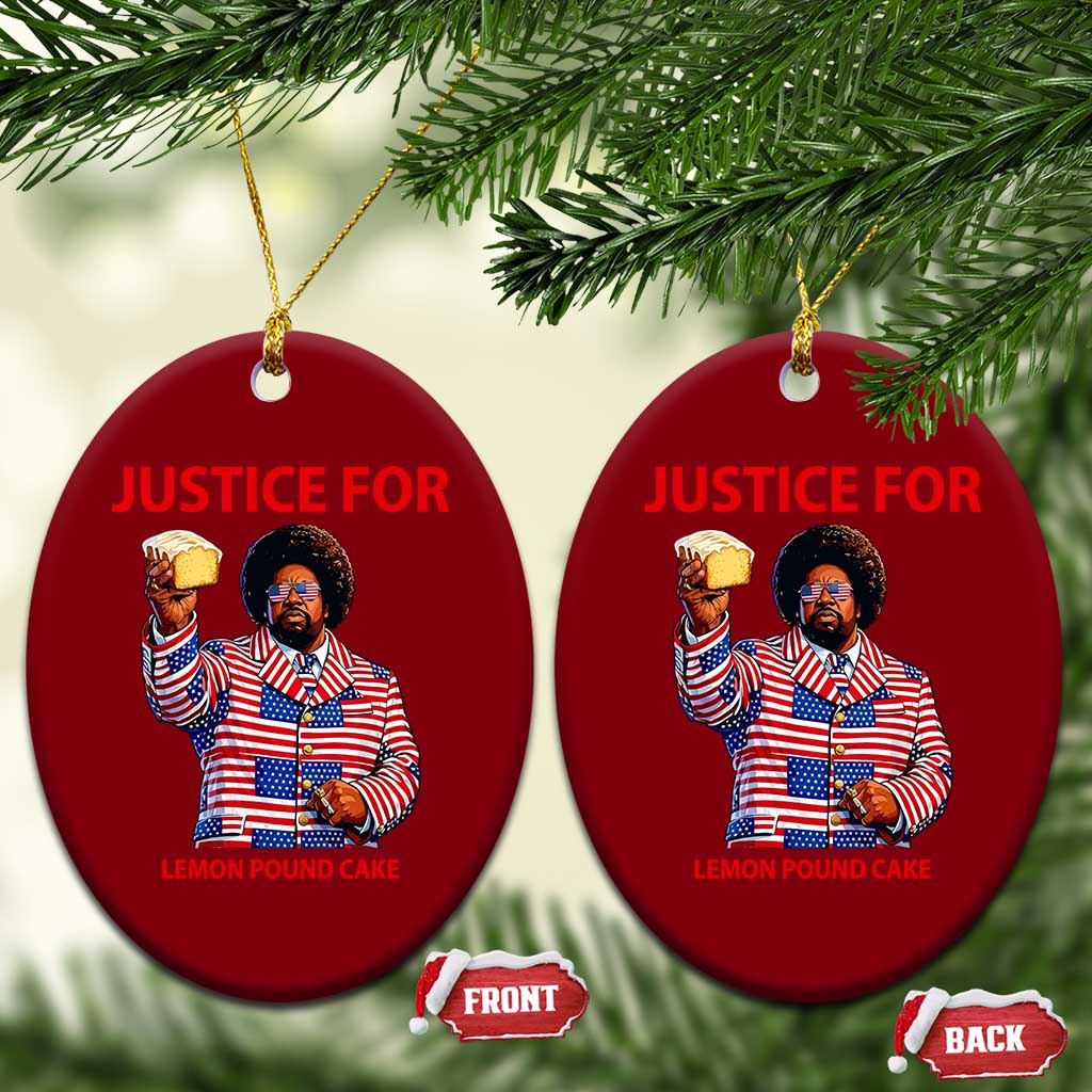 Justice for Lemon Pound Cake Ceramic Ornament Funny Viral Edgy Meme Courtroom Parody Rap Fans