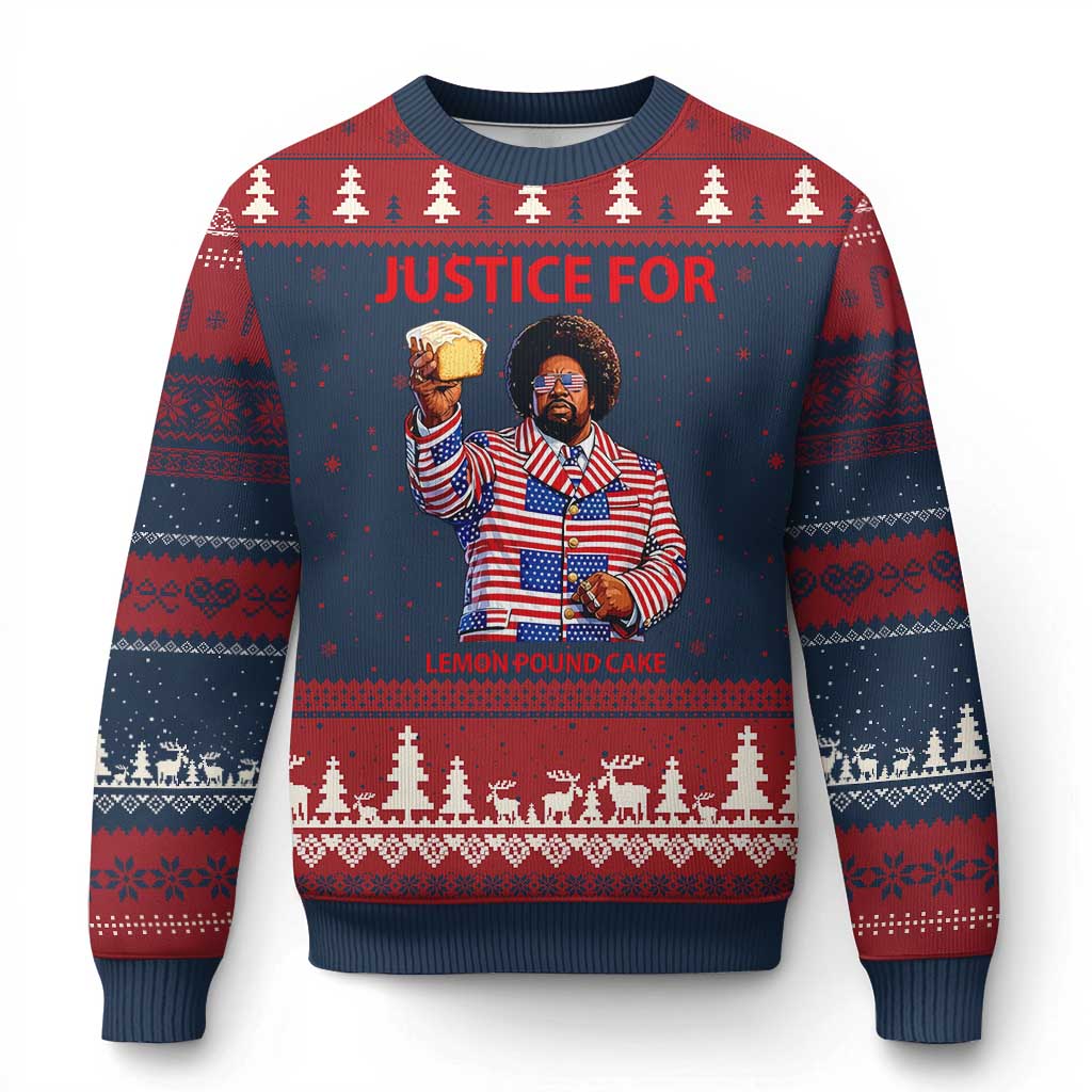Justice for Lemon Pound Cake Ugly Christmas Sweater Funny Viral Edgy Meme Courtroom Parody Rap Fans