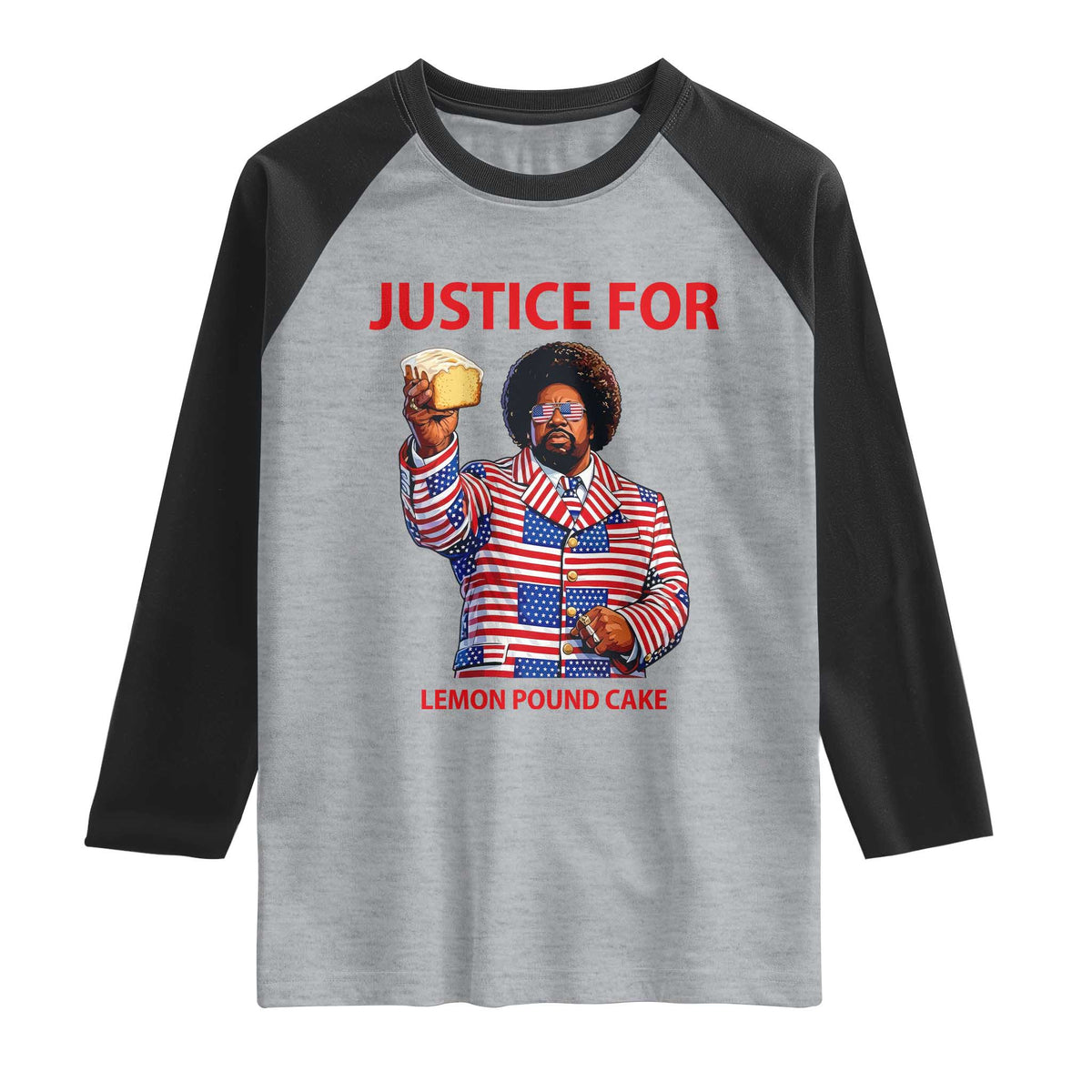 Justice for Lemon Pound Cake Raglan Shirt Funny Viral Edgy Meme Courtroom Parody Rap Fans