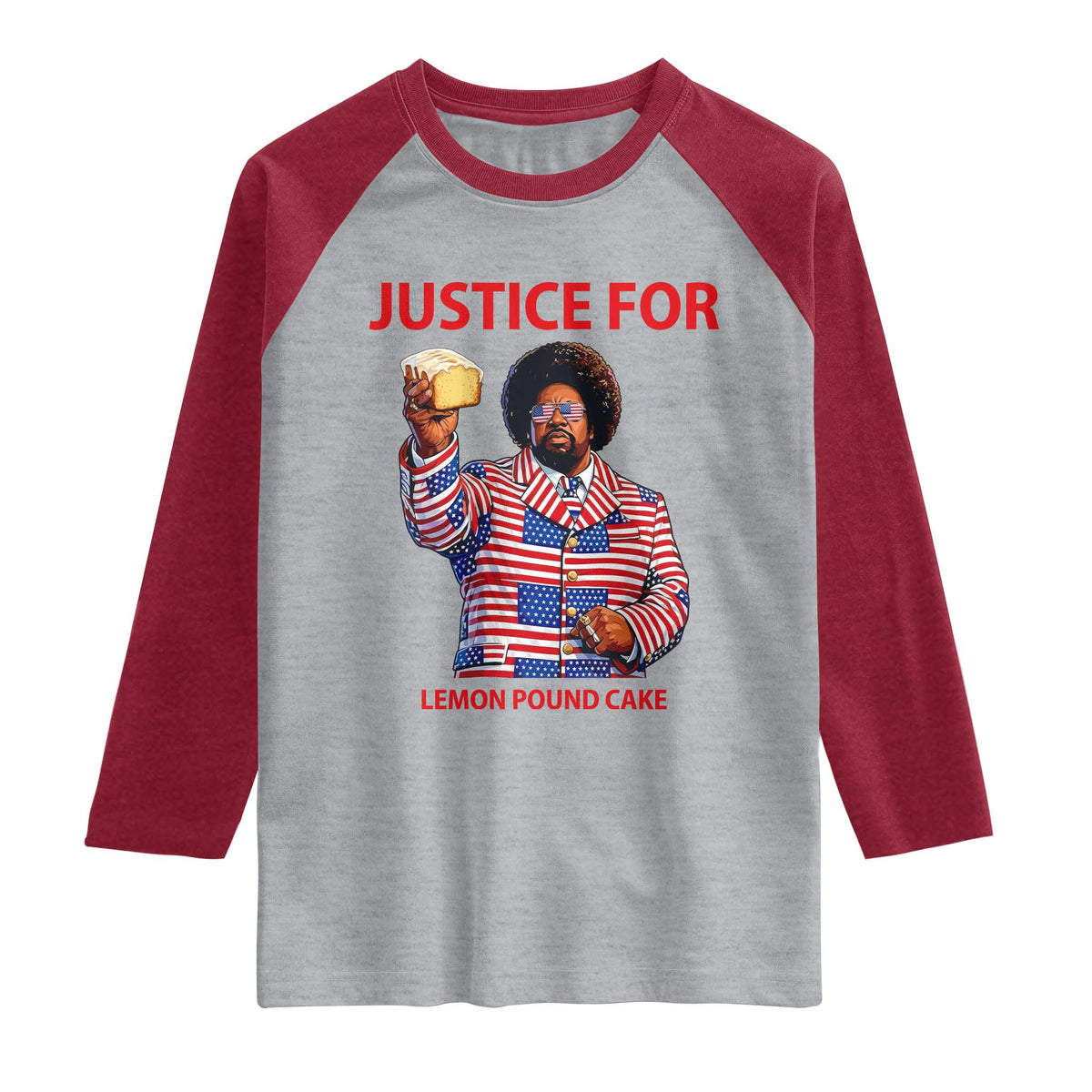 Justice for Lemon Pound Cake Raglan Shirt Funny Viral Edgy Meme Courtroom Parody Rap Fans