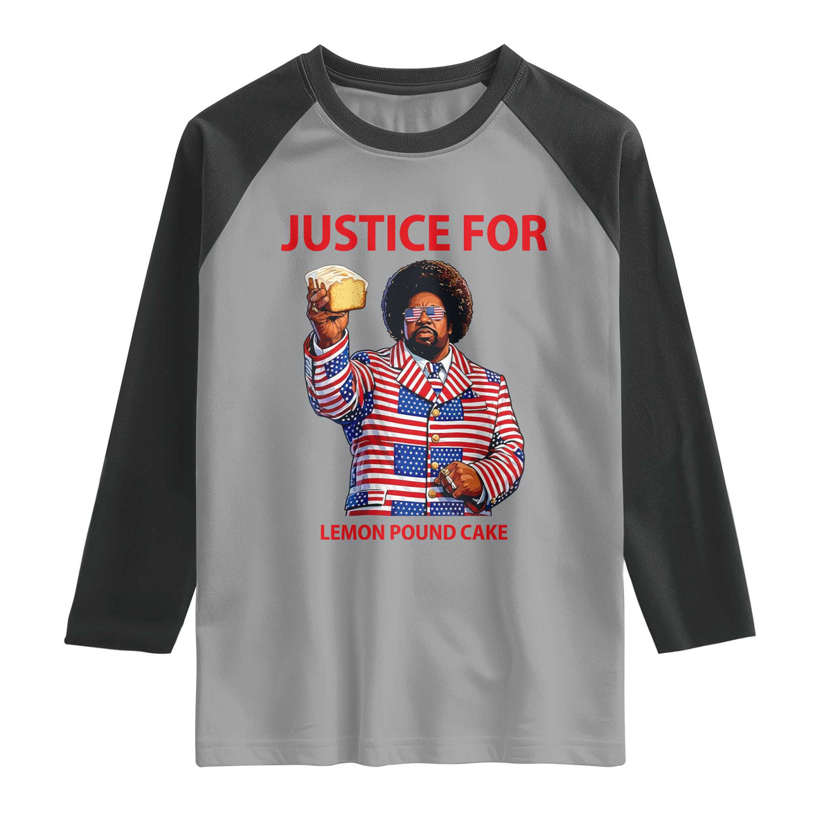 Justice for Lemon Pound Cake Raglan Shirt Funny Viral Edgy Meme Courtroom Parody Rap Fans