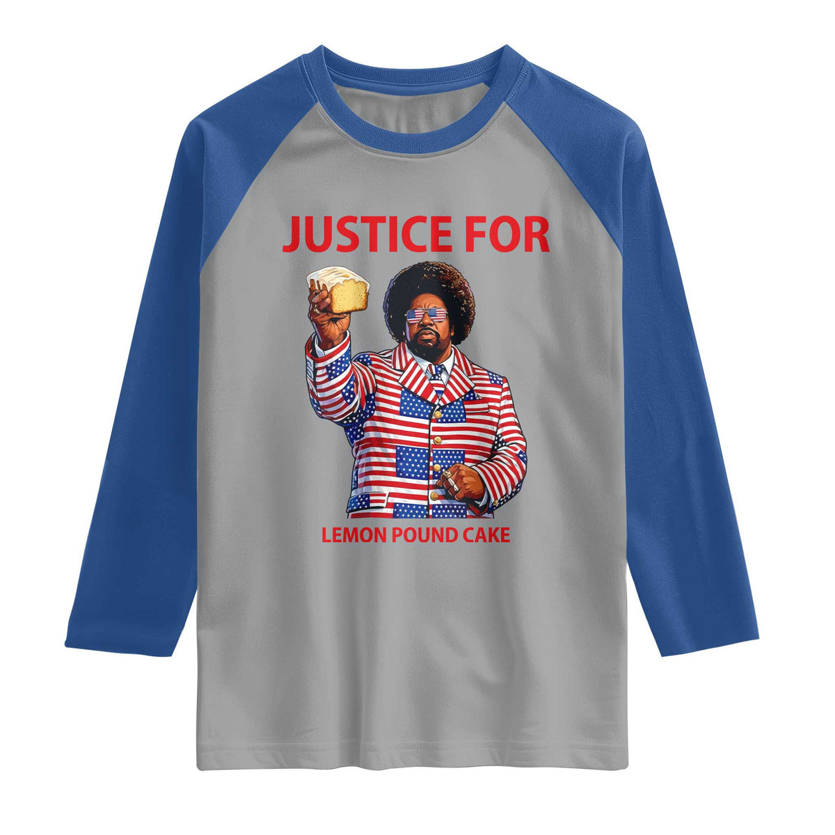 Justice for Lemon Pound Cake Raglan Shirt Funny Viral Edgy Meme Courtroom Parody Rap Fans