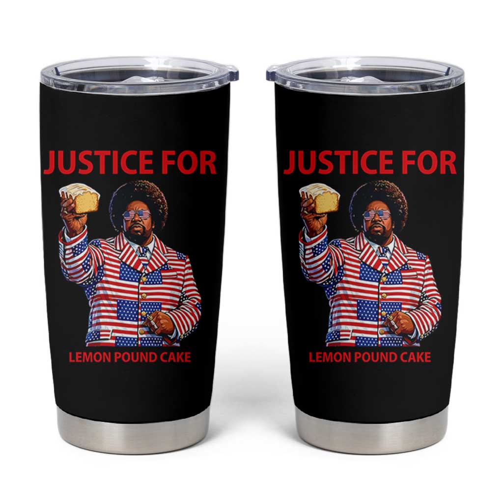 Justice for Lemon Pound Cake Tumbler Cup Funny Viral Edgy Meme Courtroom Parody Rap Fans