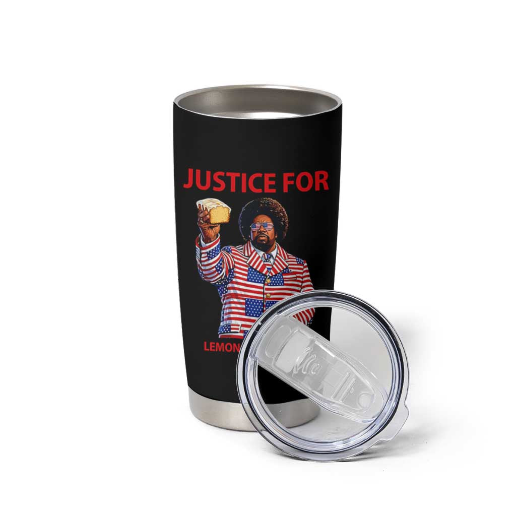 Justice for Lemon Pound Cake Tumbler Cup Funny Viral Edgy Meme Courtroom Parody Rap Fans