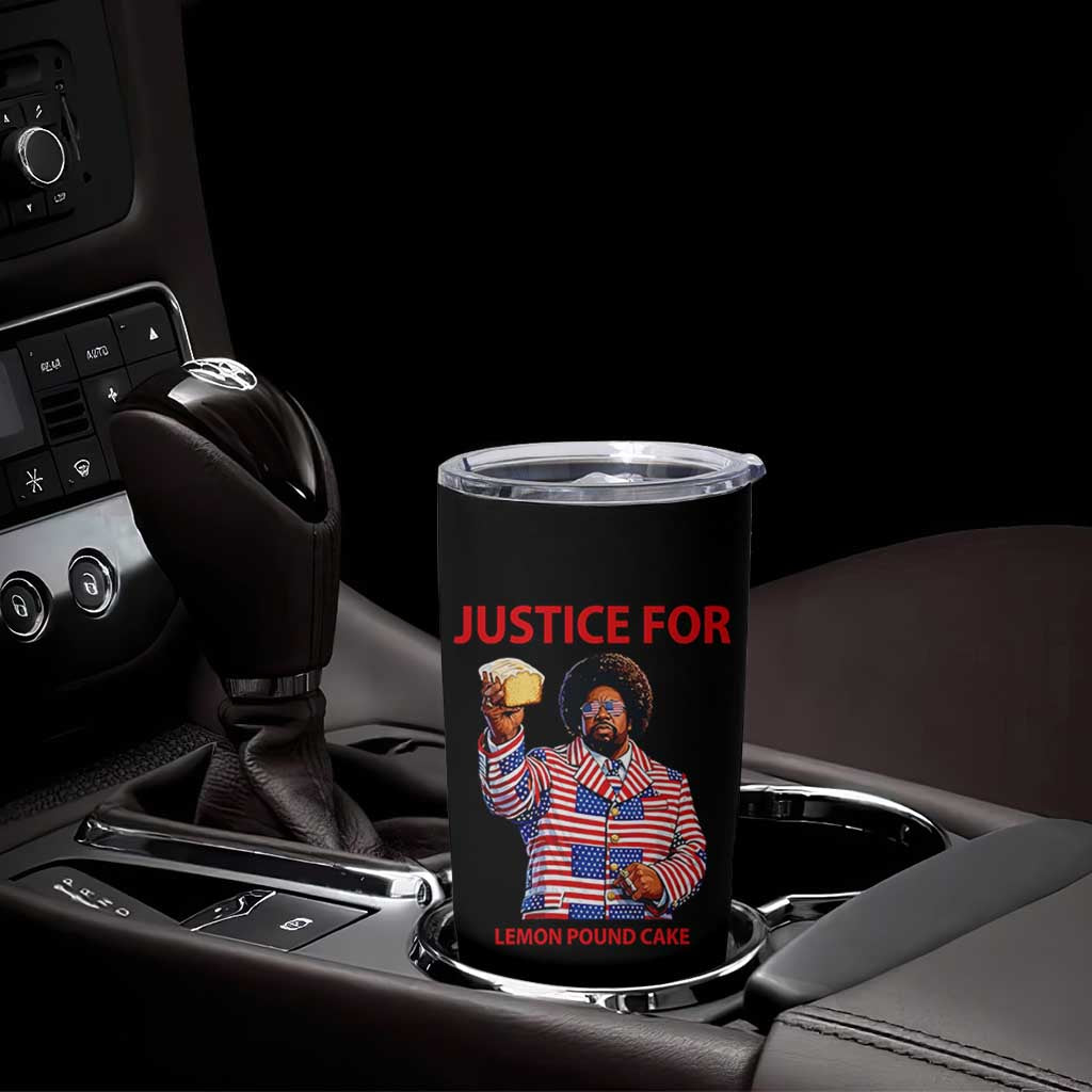 Justice for Lemon Pound Cake Tumbler Cup Funny Viral Edgy Meme Courtroom Parody Rap Fans