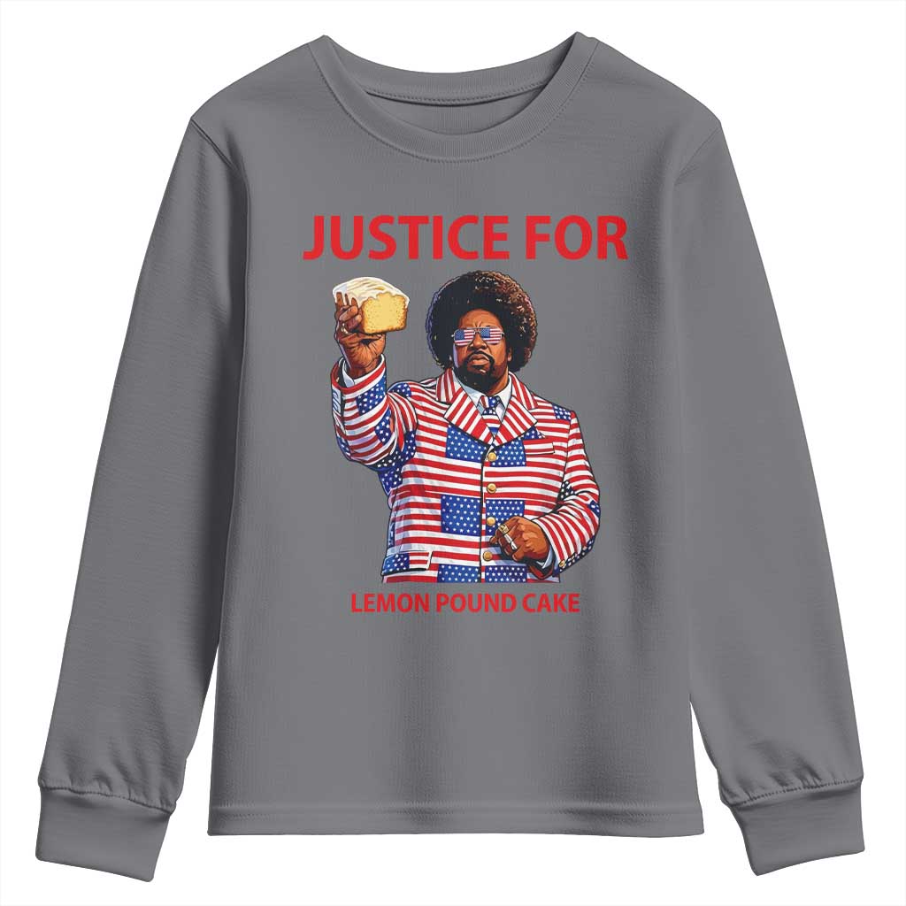 Justice for Lemon Pound Cake Youth Sweatshirt Funny Viral Edgy Meme Courtroom Parody Rap Fans