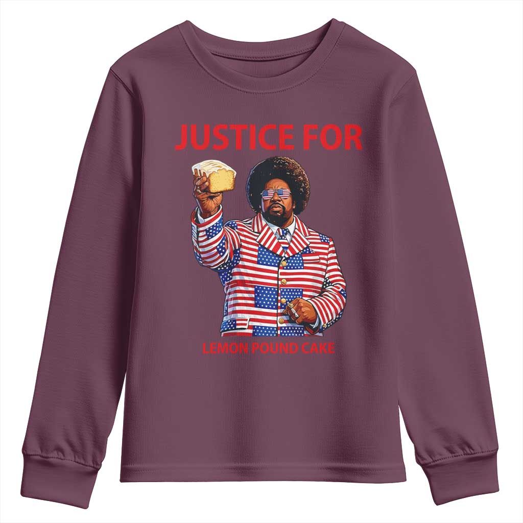 Justice for Lemon Pound Cake Youth Sweatshirt Funny Viral Edgy Meme Courtroom Parody Rap Fans