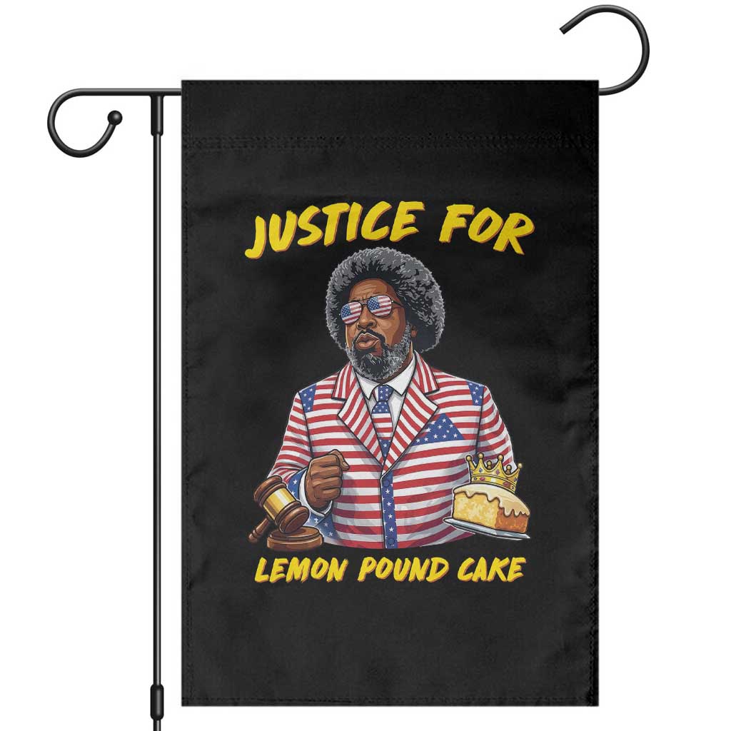 Justice for Lemon Pound Cake Funny Viral  Meme Garden Flag Edgy Hip Hop Humor Parody Gift for Rap Fans