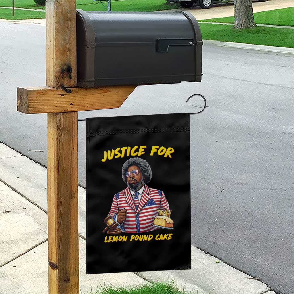 Justice for Lemon Pound Cake Funny Viral  Meme Garden Flag Edgy Hip Hop Humor Parody Gift for Rap Fans