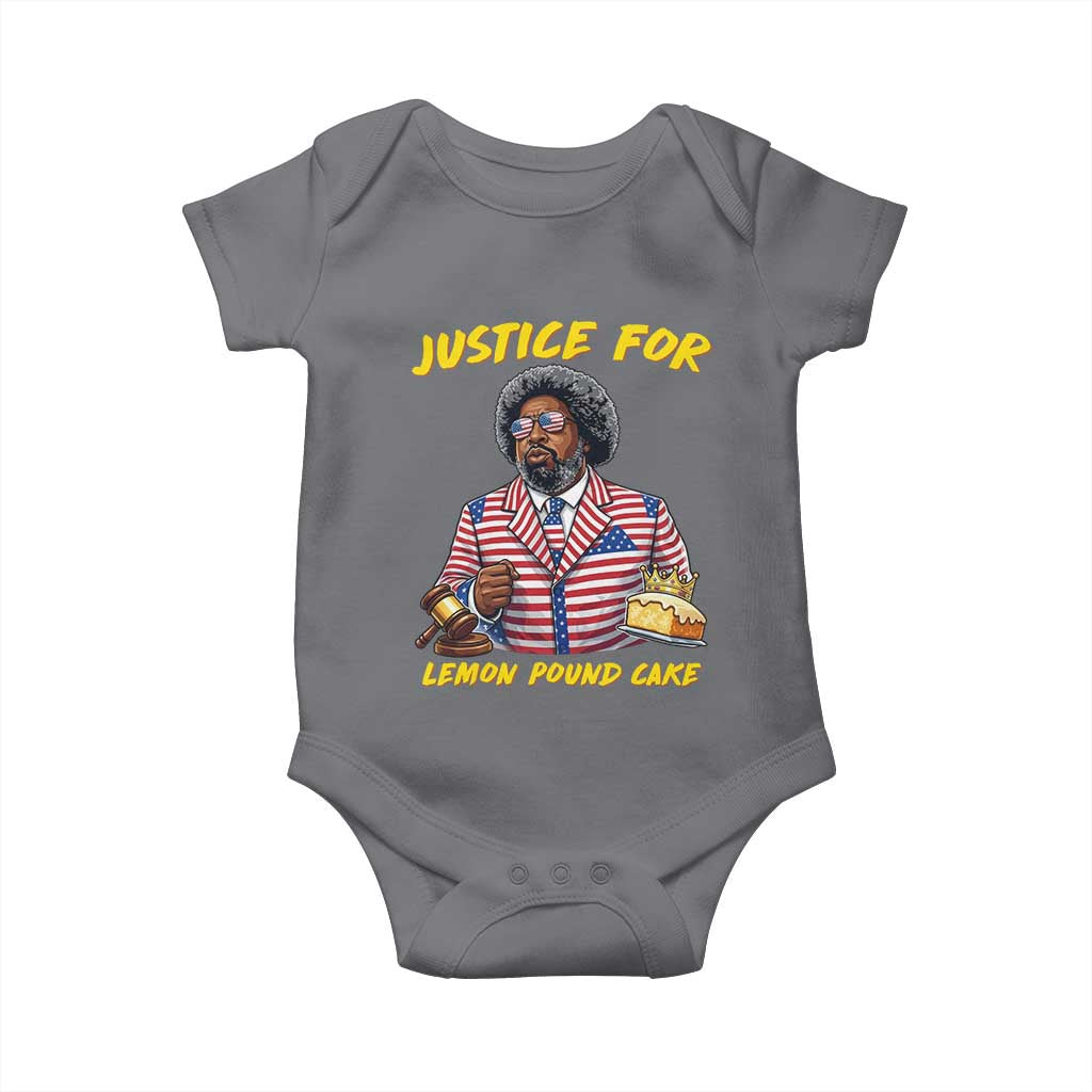 Justice for Lemon Pound Cake Funny Viral  Meme Baby Onesie Edgy Hip Hop Humor Parody Gift for Rap Fans