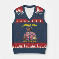 Justice for Lemon Pound Cake Funny Viral  Meme V-Neck Knit Sweater Vest Edgy Hip Hop Humor Parody Gift for Rap Fans