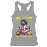 Justice for Lemon Pound Cake Funny Viral  Meme Racerback Tank Top Edgy Hip Hop Humor Parody Gift for Rap Fans